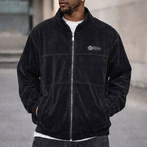 Southpole XXL Black Velour Track Jacket Full Zip Y2K Hip Hop Oversized